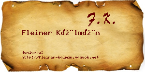 Fleiner Kálmán névjegykártya